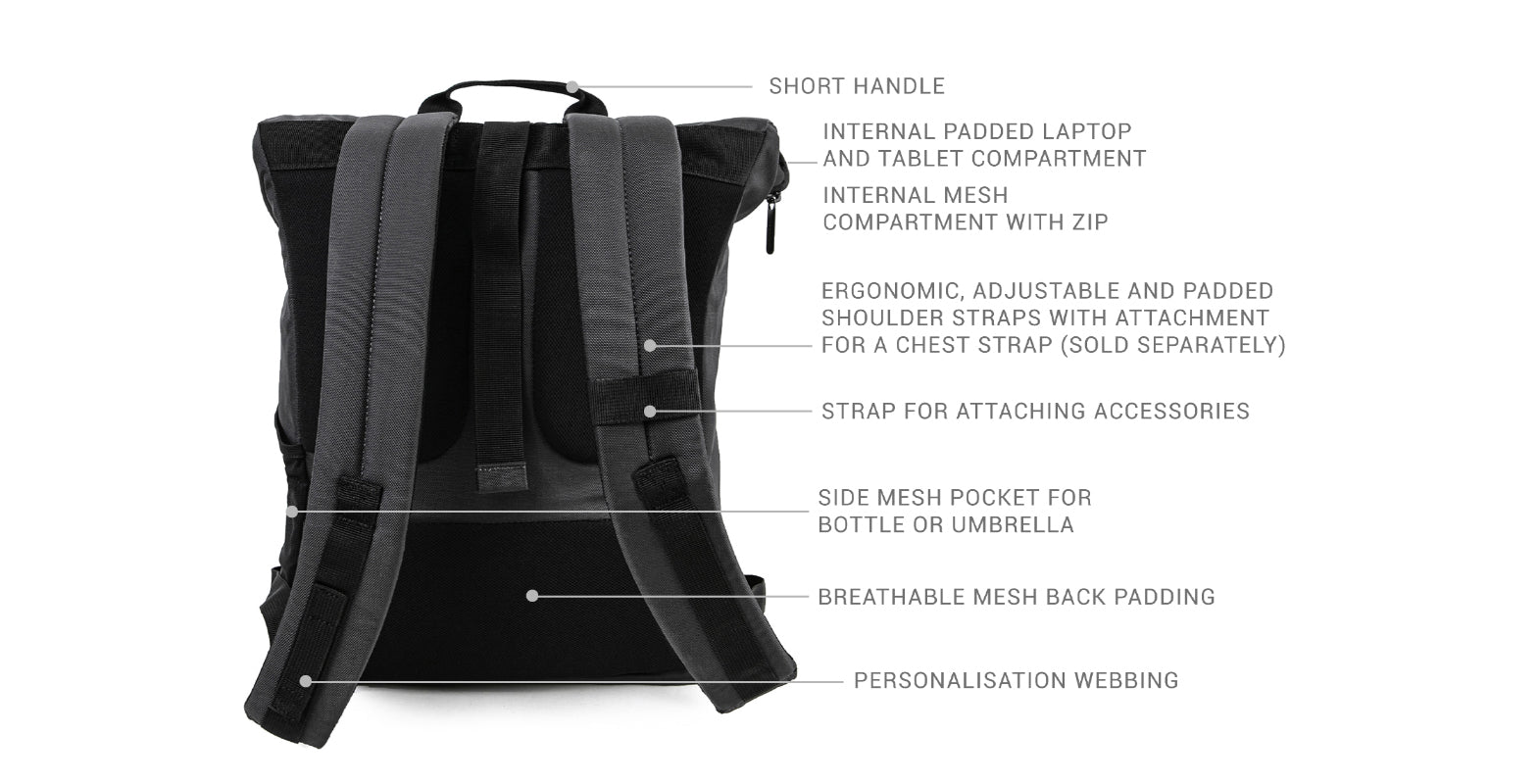 Abstract Rolltop Backpack 14 all round backpack